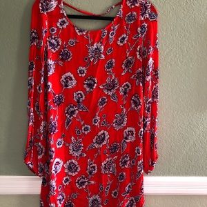 Bright flowered long sleeve dress
